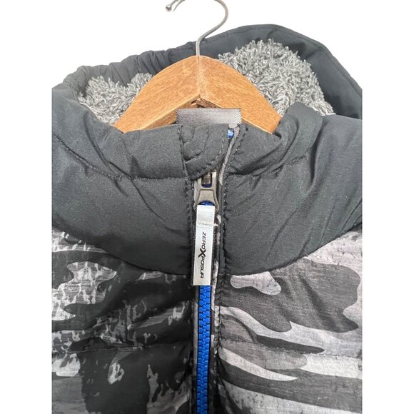 Zero xposur Boys XL Camo Heavy Puffer Jacket Fleece Hood Full Zip Black Gray - Picture 8 of 16